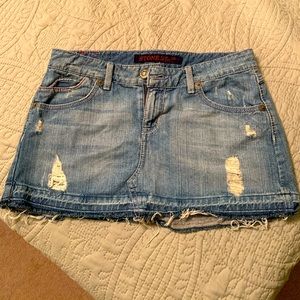 Stone Love Distressed Denim Mini Skirt
